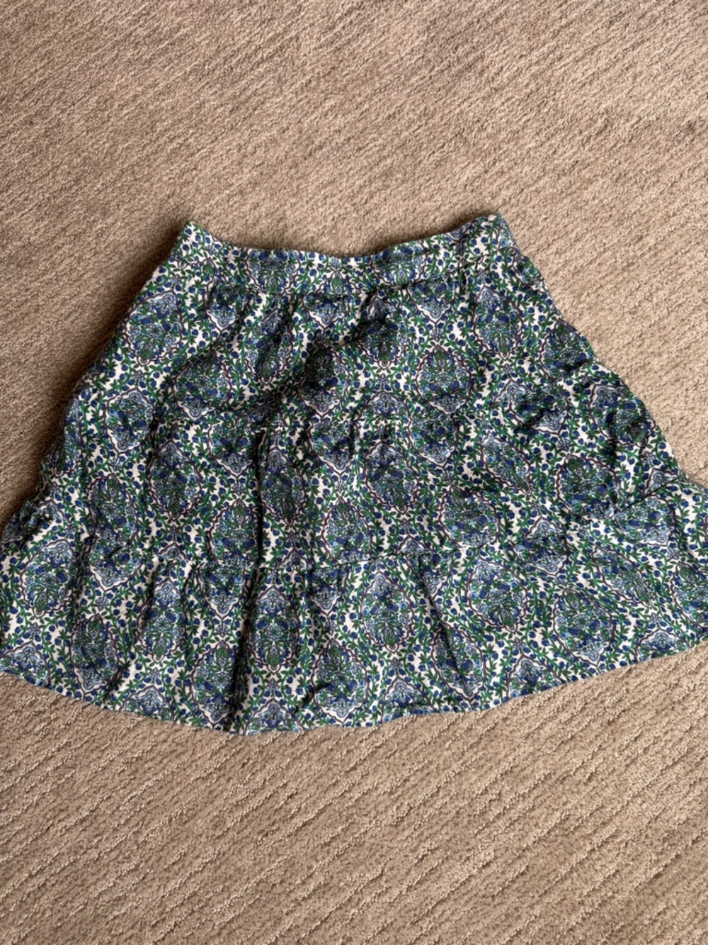 Boden tiered linen a line skirt - blue and green